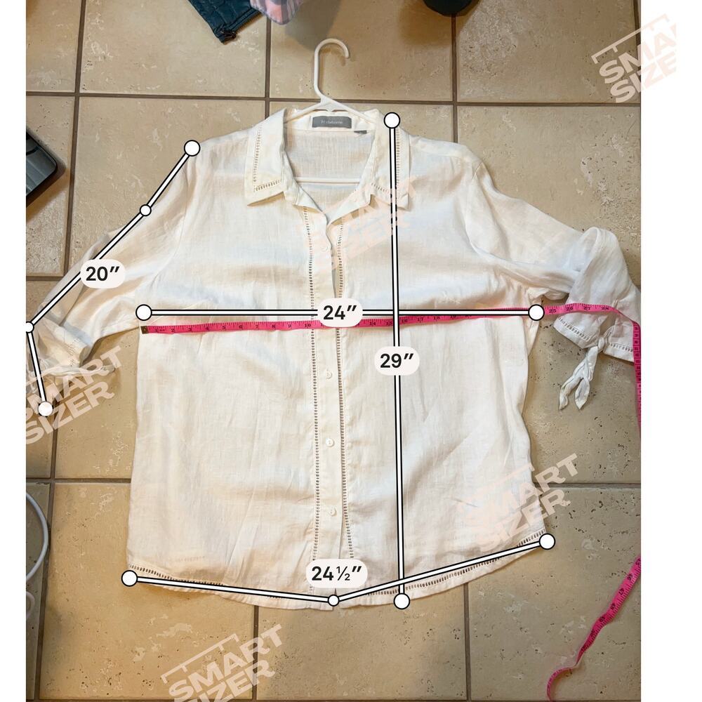Liz Claiborne White 100% Linen Ladder Lace Tunic Blouse - Size 1XL - Picture 8 of 12